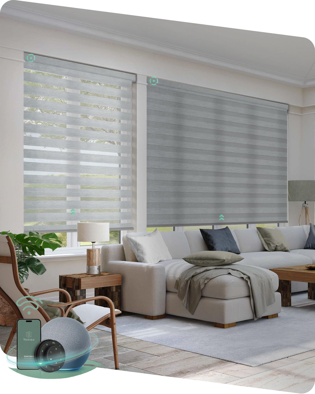 Yoolax Motorized Zebra Blinds with Remote, Room Darkening Smart Blinds