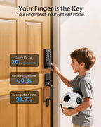 Philips Upgraded Wi-Fi Smart Front Door Lock Set, Fingerprint Keyless Entry Deadbolt, Keypad Lock with Handle, App Remote Control, IP53 Waterproof, Auto Lock, Anti-Peeping Password, Easy Install