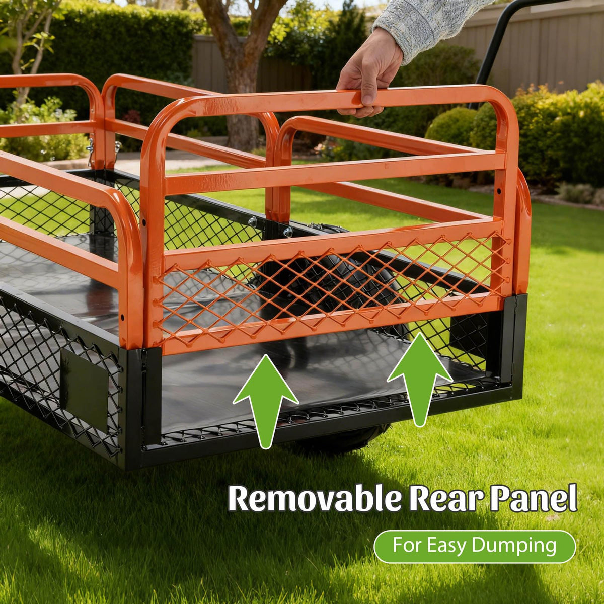 Garden Trailer 1500LBS for ATV UTV Lawn Mower Tractor Mower, Dump Cart