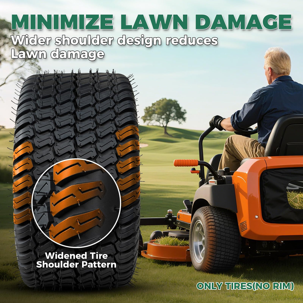 2Pcs 22x9.50-12 Lawn Mower Tires, 4PR 22x9.5-12 Garden Tractor Tires, 1680lbs Capacity, Fits Grass Mud Hilly Terrain