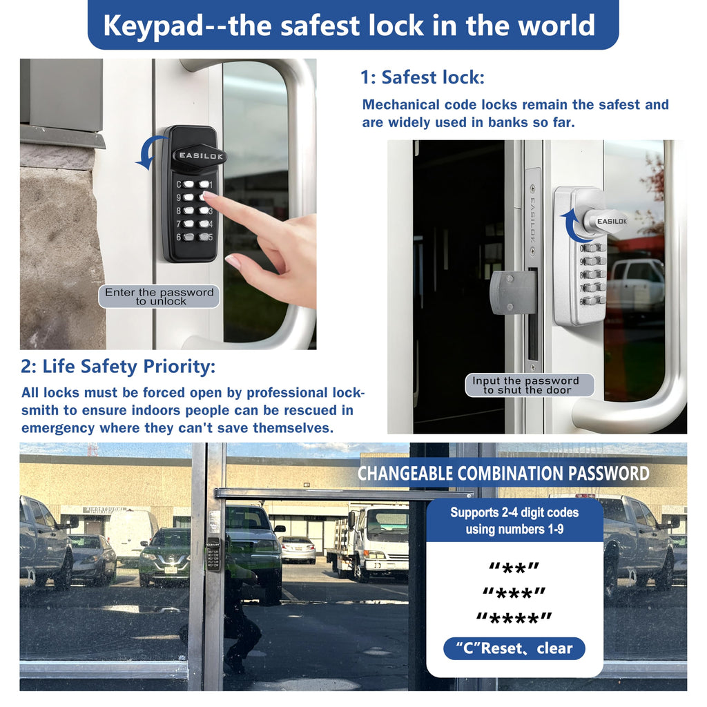 Keyless Keypad Storefront Door Lock Mechanical Commercial Lock