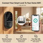 Smart Door Lock for Front Door: Long Lasting Battery Dual 2500mAh