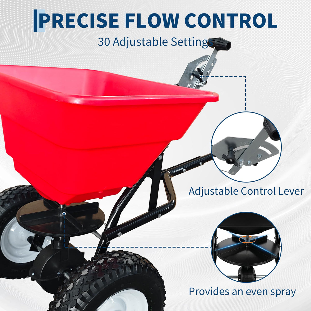 Garvee Tow Behind Broadcast Spreader, 90LBS Capacity, 12 in Tires
