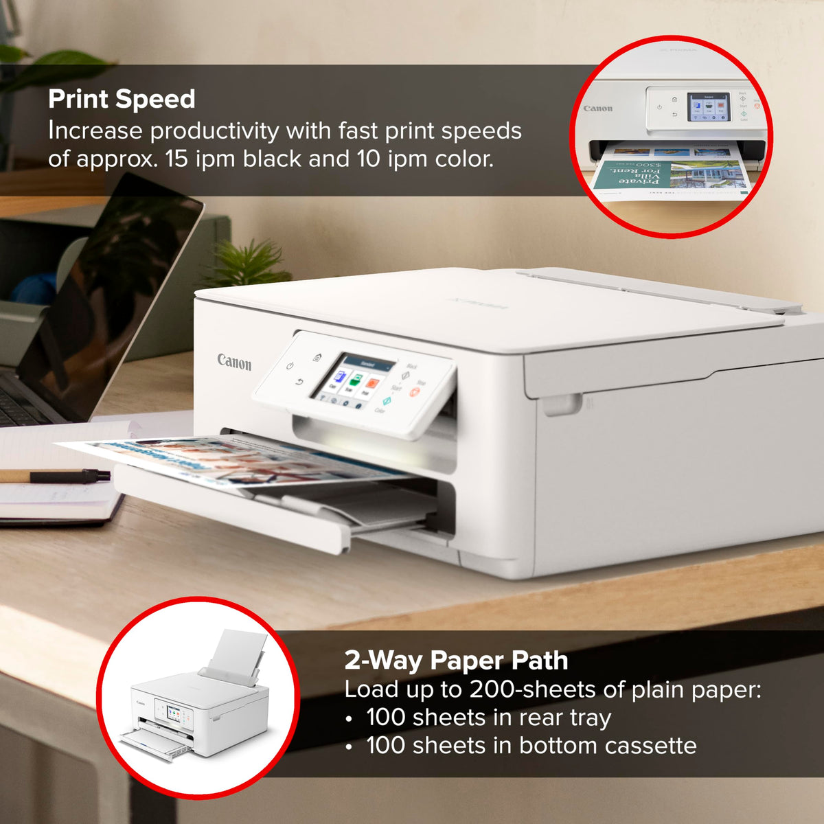 Canon PIXMA TS7720 Wireless All-in-One Color Inkjet Printer – Print, Copy, Scan – Auto Duplex, 15/10 PPM, 2.7” Touchscreen, Compact Home Photo Printer with Easy Setup