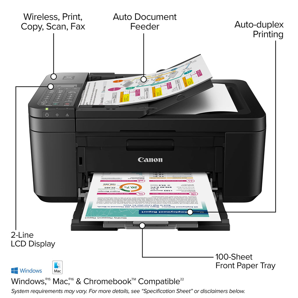 Canon PIXMA TR4720 All-in-One Wireless Printer Home use, with Auto Document Feeder, Mobile Printing and Built-in Fax, Black PG-275 Black Ink Tank, CL-276 Color Ink Cartridge