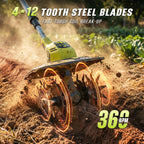 SEYVUM Cordless Tiller for Gardening, 20V 2 X 4.0Ah Battery Powered Cultivator, 9-in Tilling Width and 7-in Depth Electric Rototiller, 360 RPM Garden Tiller for Soil Cultivation