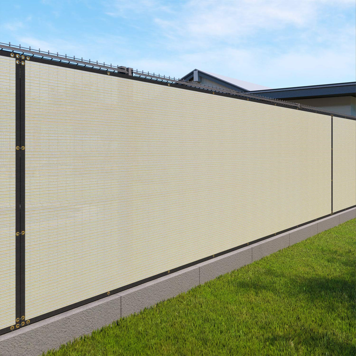 Windscreen4less Fence Privacy Screen 9' x 17' Heavy Duty Windscreen Fencing Mesh Fabric Cover for Patio Garden Backyard Lawn Carport Pool Fence, Light Gray