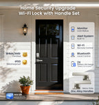 Veise VE012W-L WiFi Fingerprint Deadbolt Lock with Handle Set, Satin Nickel