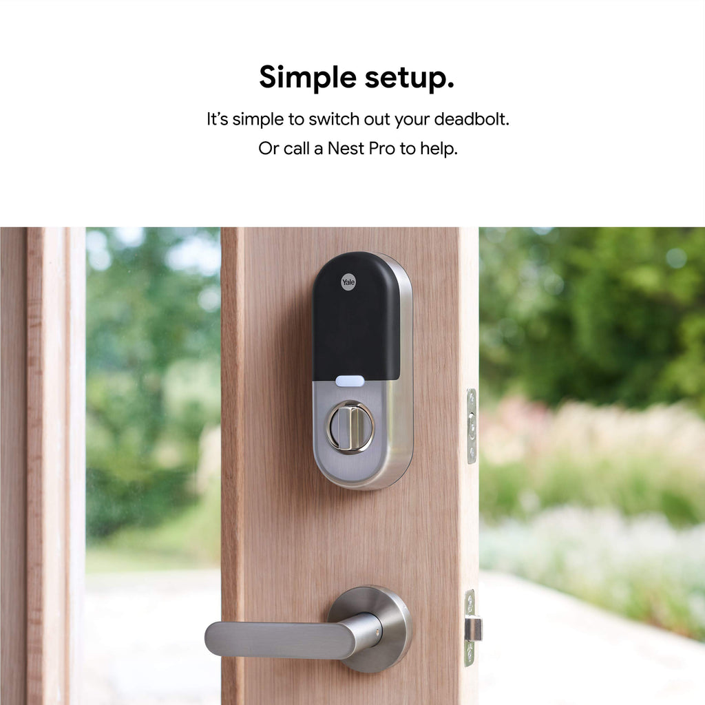 Google Nest x Yale Lock - Tamper-Proof Smart Lock for Keyless Entry - Keypad Deadbolt Lock for Front Door - Satin Nickel