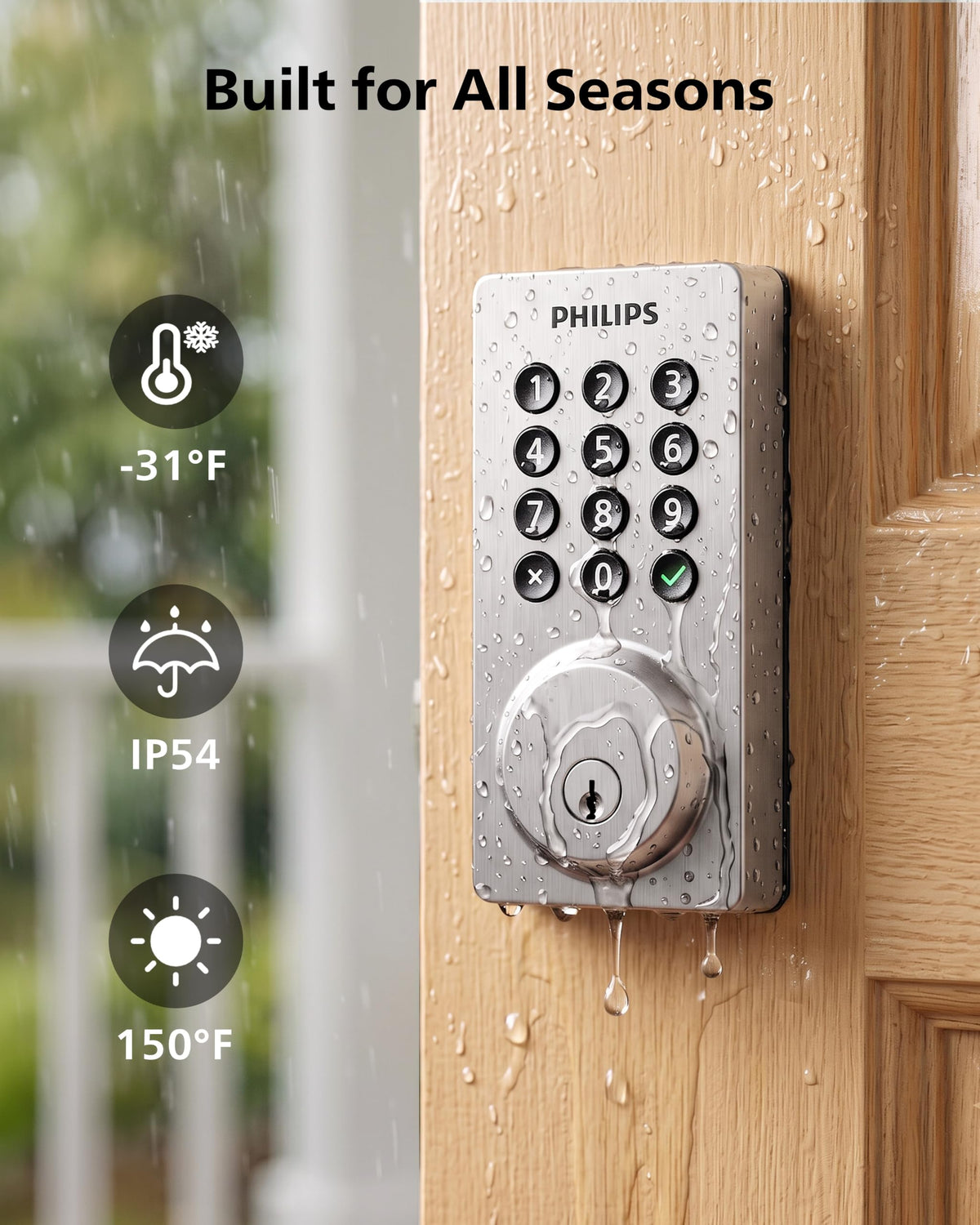 Philips WiFi Keypad Door Lock with Handle, App Control Smart Deadbolt Lock
