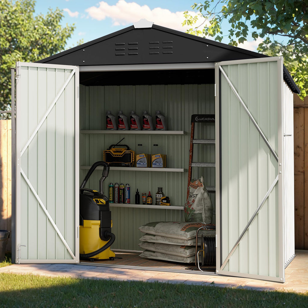 Devoko 10x8 FT Outdoor Storage Shed, Brown