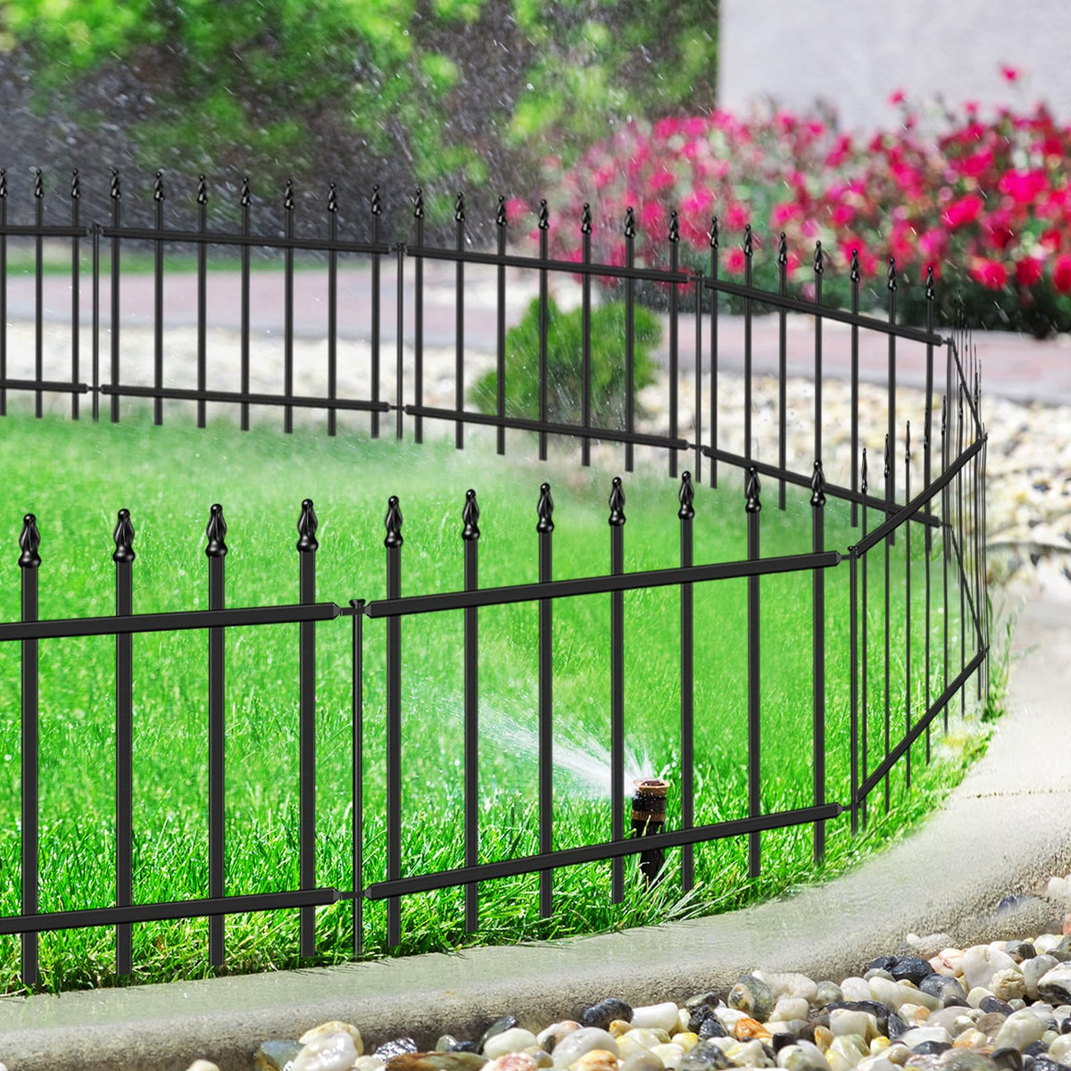 Decorative Metal Garden Fence 18" x 20', Small Fence Border with Stakes