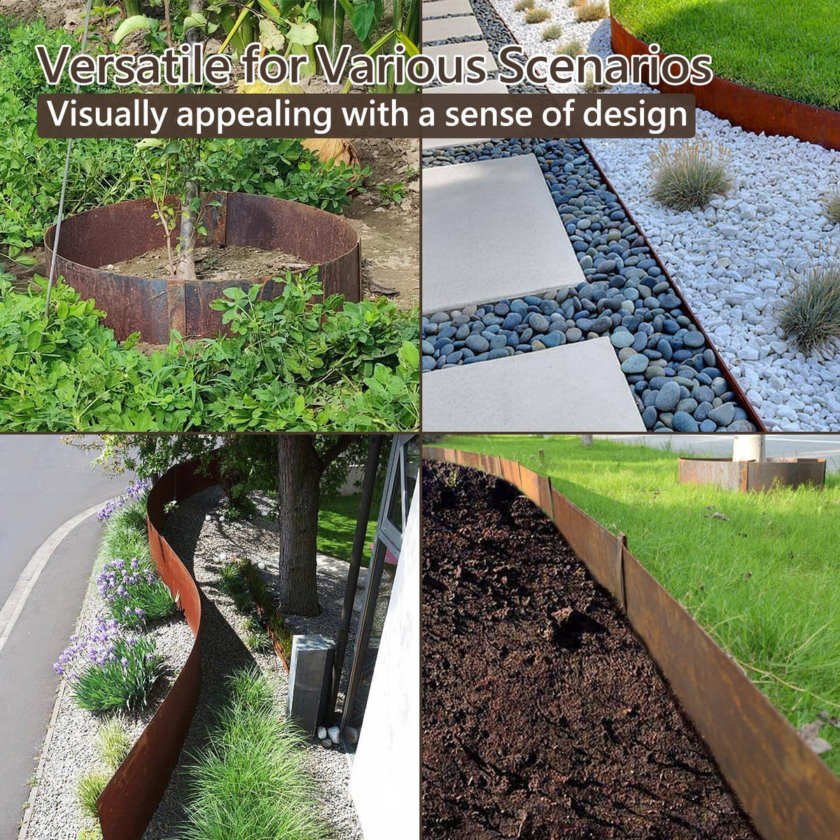 Cor-Ten Steel Landscape Edging, 42" Strips, 1.5mm, 6" Depth, 12 Pack