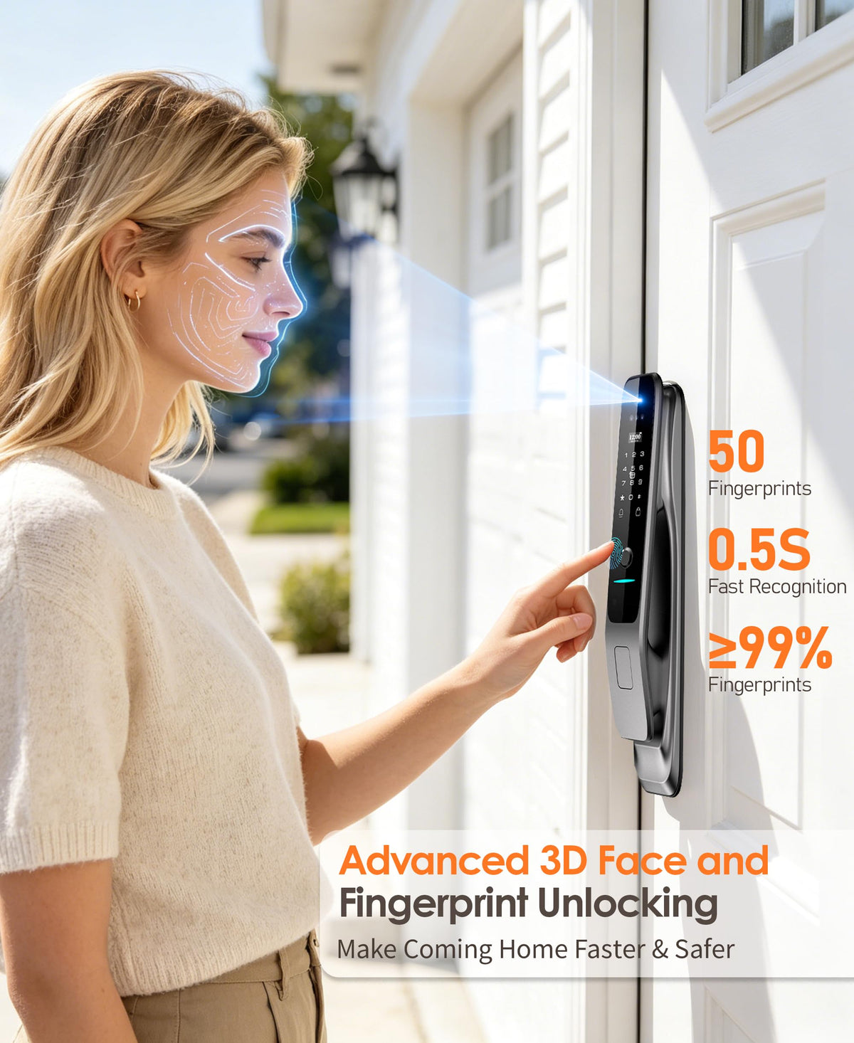 3D Face Recognition Smart Lock with Camera, Palm Vein Keyless Entry