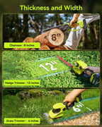 3-in-1 Cordless Mini Chainsaw & Hedge Trimmer with Grass Shears, 8-Inch 800W Brushless Chainsaw, 2 x 4000mAh Batteries, Garden Tool Kit for Tree Pruning, Hedge Trimming & Lawn Edging