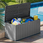 AOXUN Horizontal Storage Sheds 41 Cu.ft, Outdoor Storage Box 160 Gallon, Waterproof Lockable Resin Shed, Patio Storage for Garden, Pool, Cushions, Tools, White
