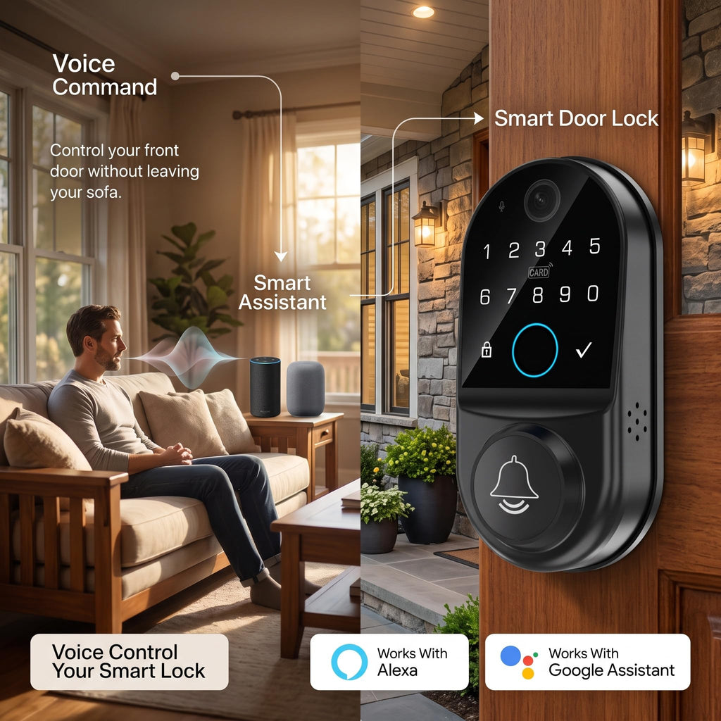 Smart Door Lock with Camera: 2.4GHz WiFi App Remote Access 1080p Monitoring