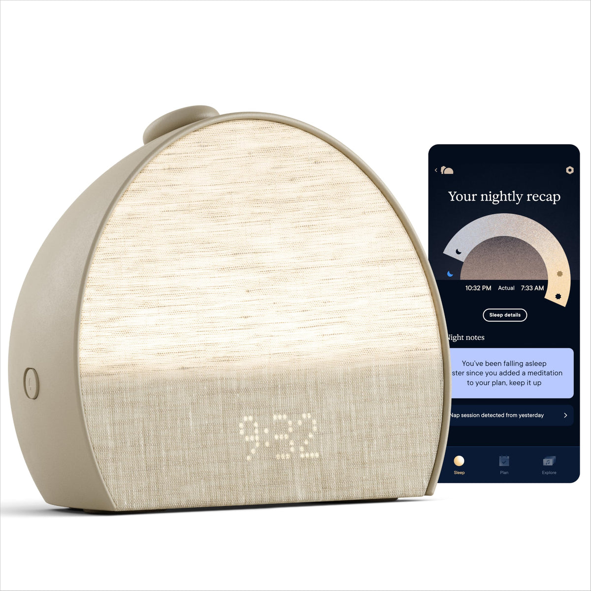 Hatch Sleep Clock, Contactless Sleep Tracker, Personalized Insights, Putty