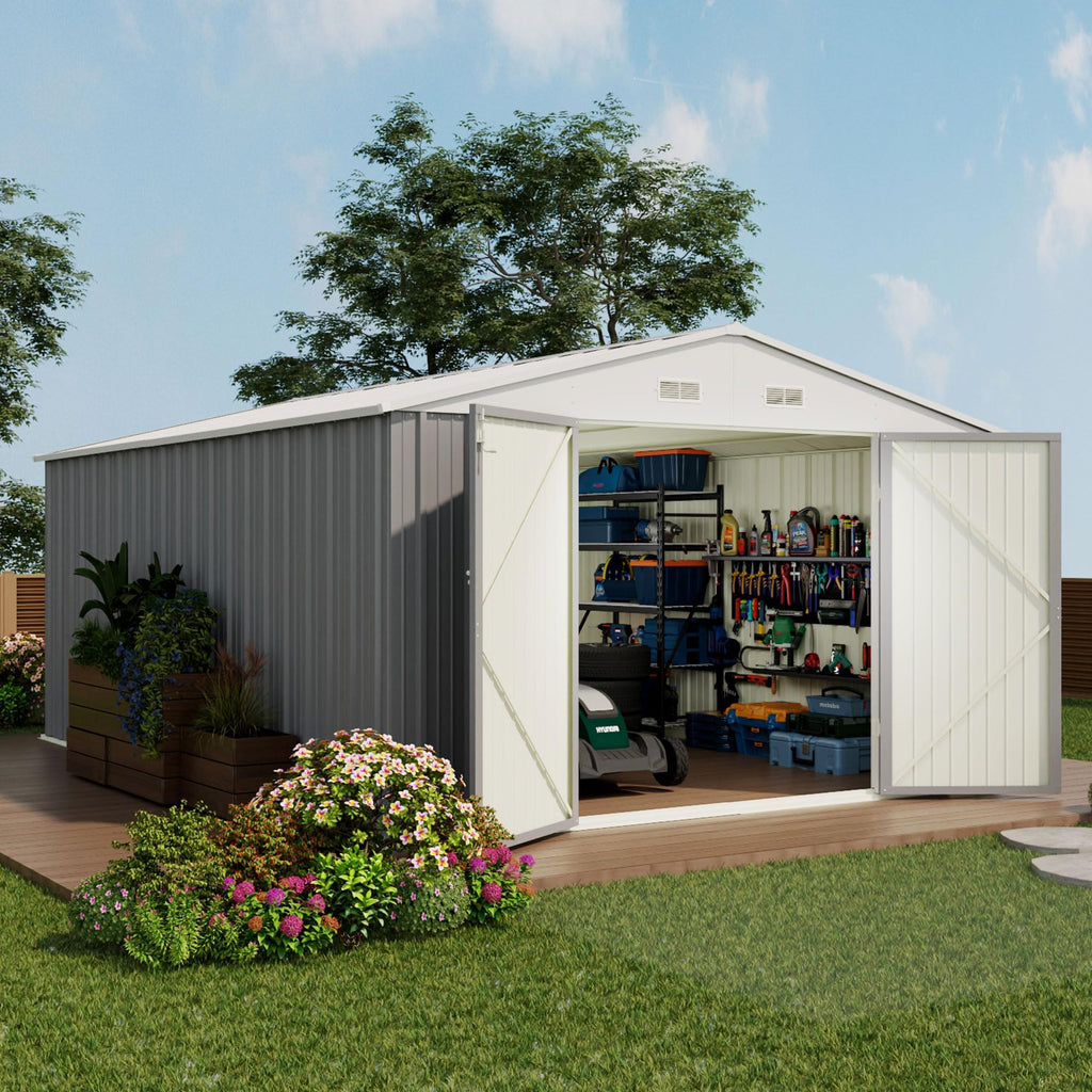 Devoko 10x8 FT Outdoor Storage Shed, Brown