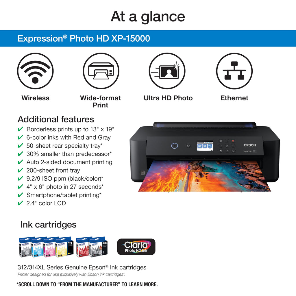 Epson Expression Photo HD XP-15000 Wireless Wide-Format Inkjet Printer