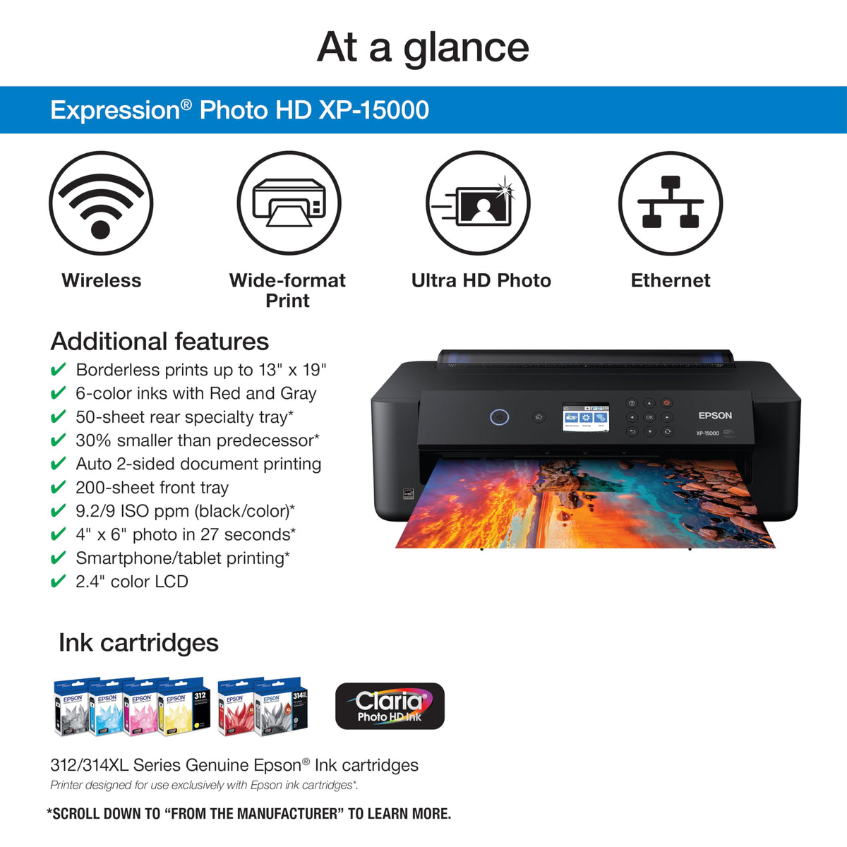 Epson Expression Photo HD XP-15000 Wireless Wide-Format Inkjet Printer