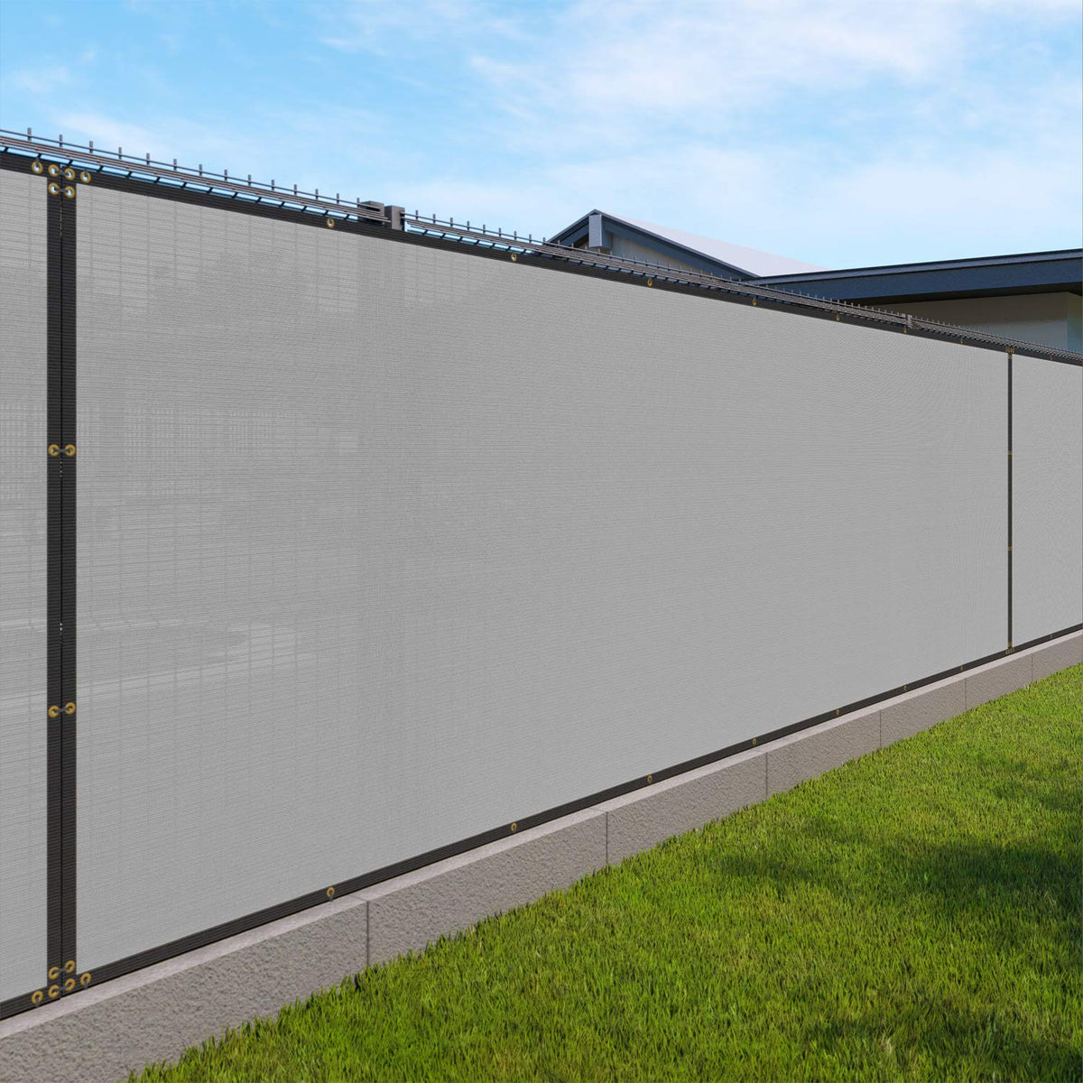 Windscreen4less Fence Privacy Screen 9' x 17' Heavy Duty Windscreen Fencing Mesh Fabric Cover for Patio Garden Backyard Lawn Carport Pool Fence, Light Gray