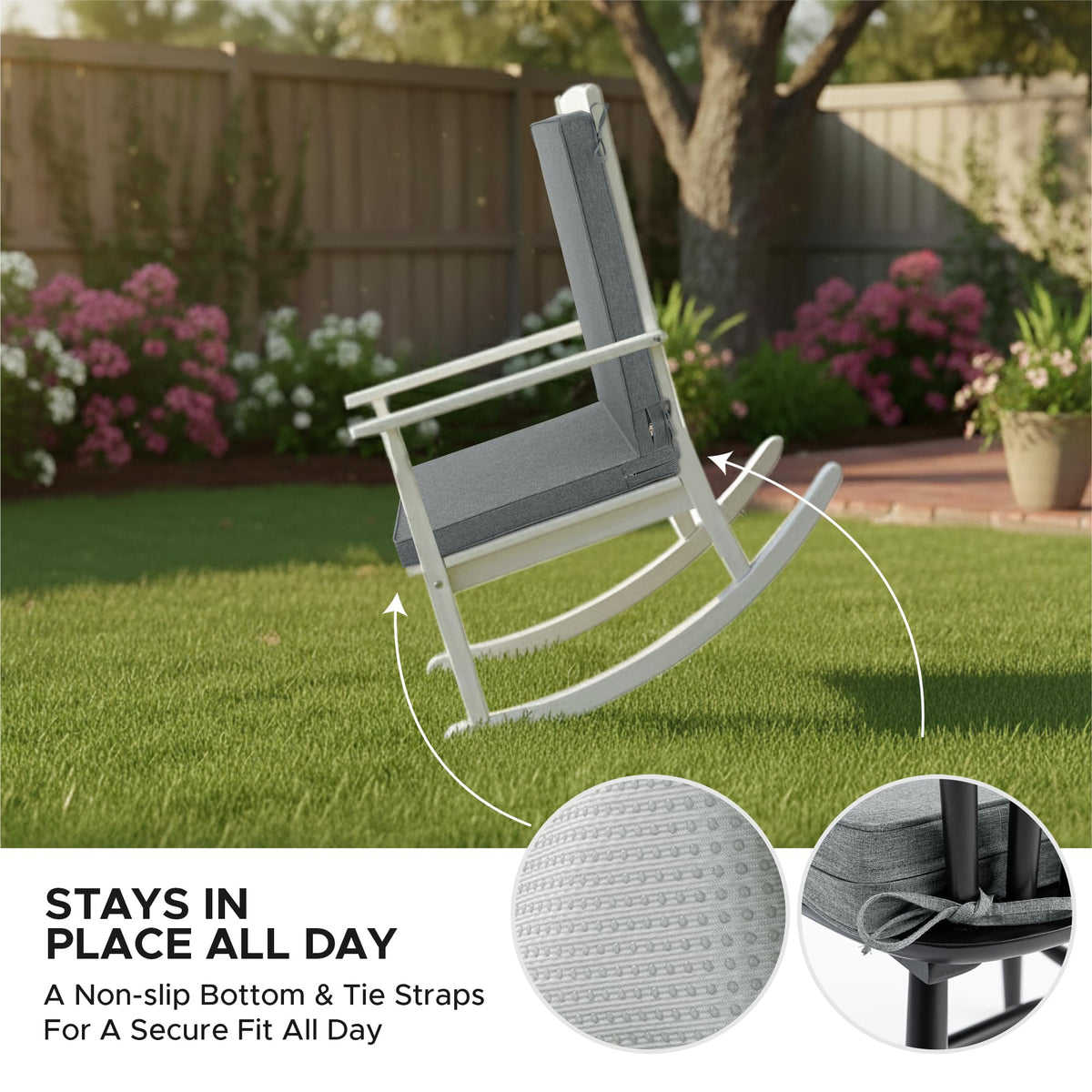 Outdoor Chair Cushions 20x20 Inch, Set of 4, Dark Grey