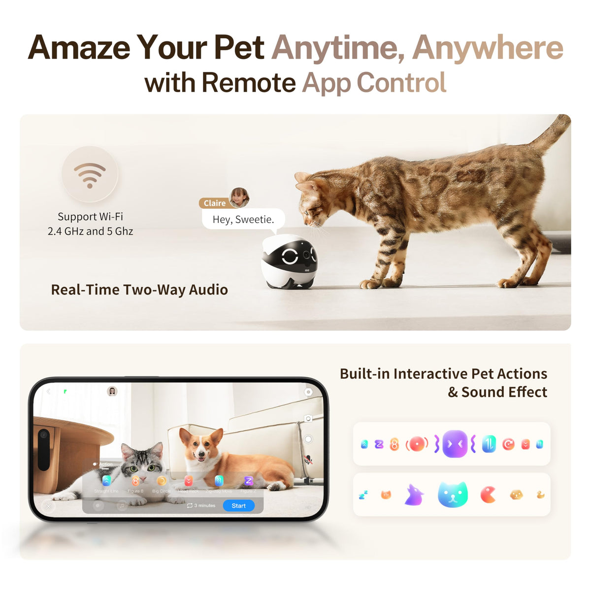 Enabot EBO ROLA Mini Pet Camera Robot: Mobile Pet Companion with 2K Camera