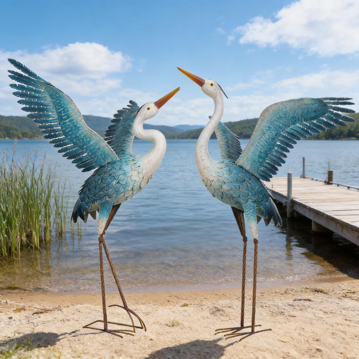 Garden Crane Statue Outdoor Large Metal Heron Yard Art Sculpture,46 inch