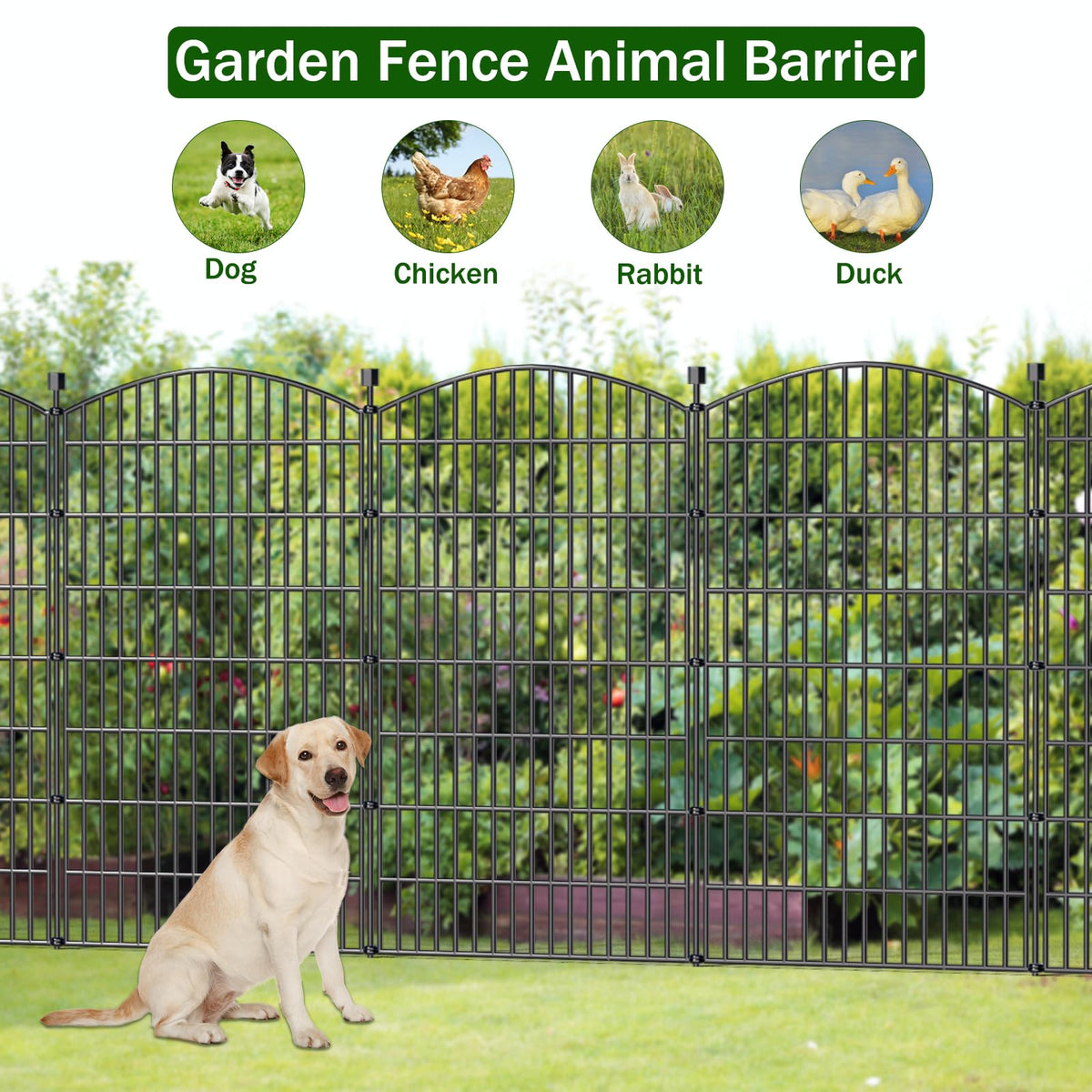 10 Panel No Dig Decorative Garden Fence 48" H x 22.6'L Outdoor Dog Barrier