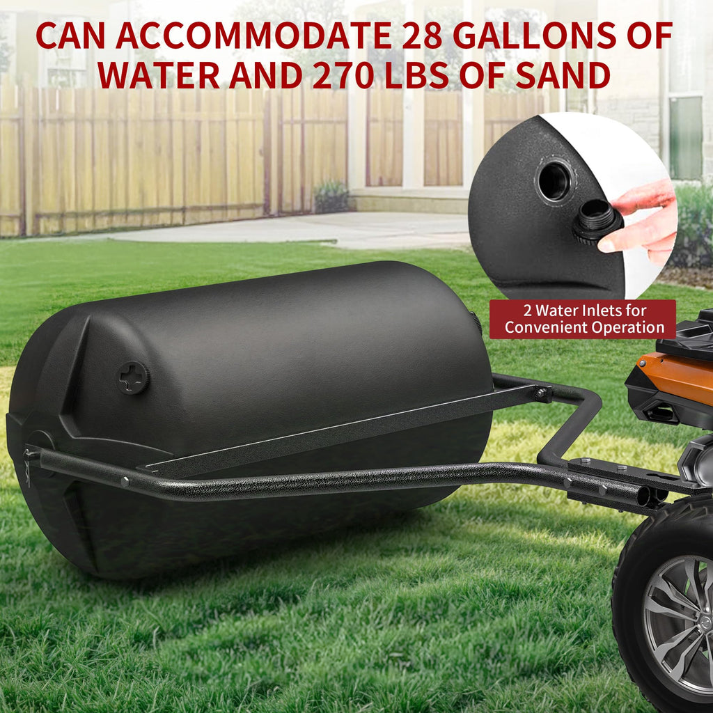 YITAMOTOR 18" x 24" Poly Lawn Roller with Threaded Plug, 270 lb Capacity