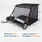 48-Inch Lawn Sweeper Tow Behind, Leaf & Grass Collector Yard Sweeper