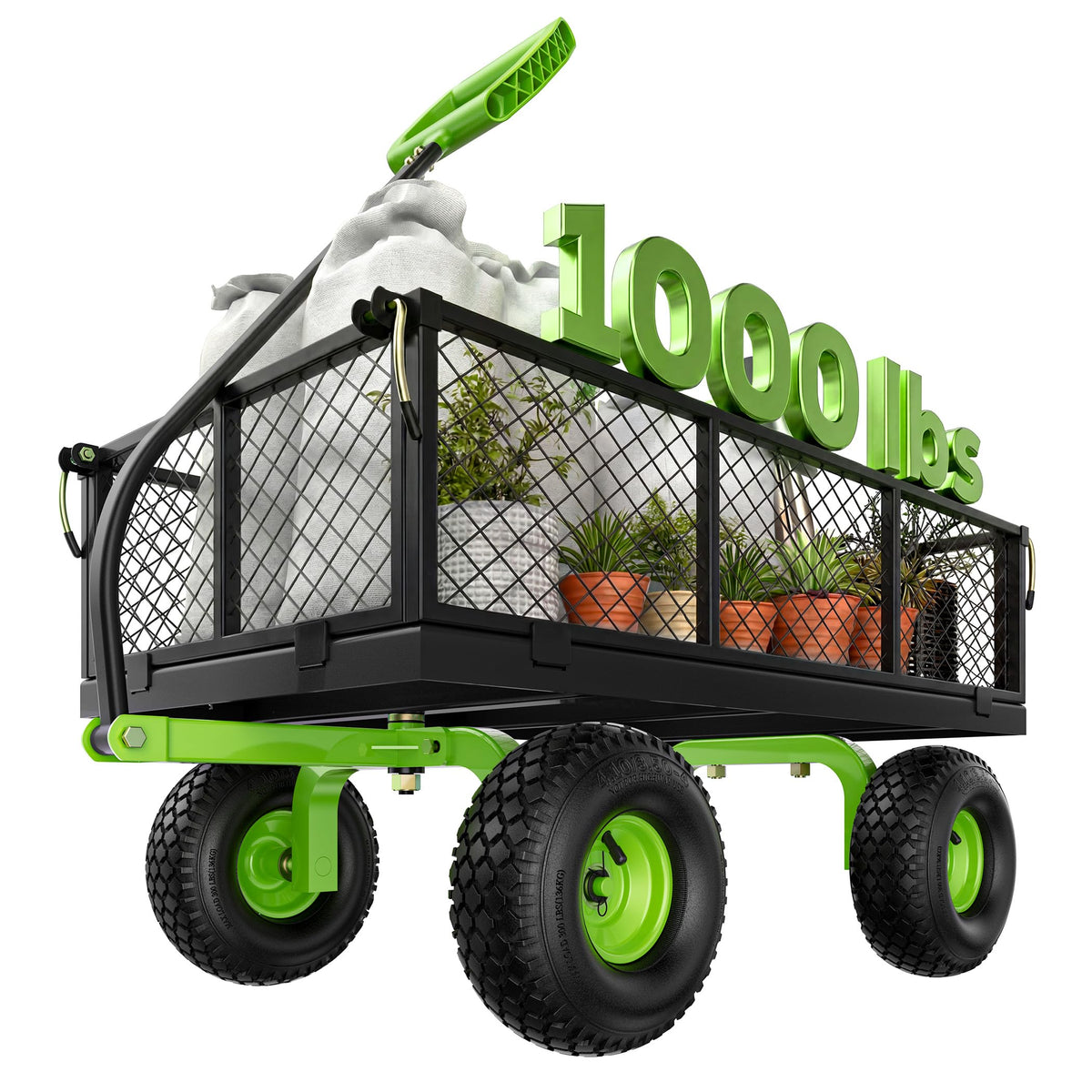 Etoolab Steel Garden Cart 1000 Lbs Capacity with 10" All Terrain Tires