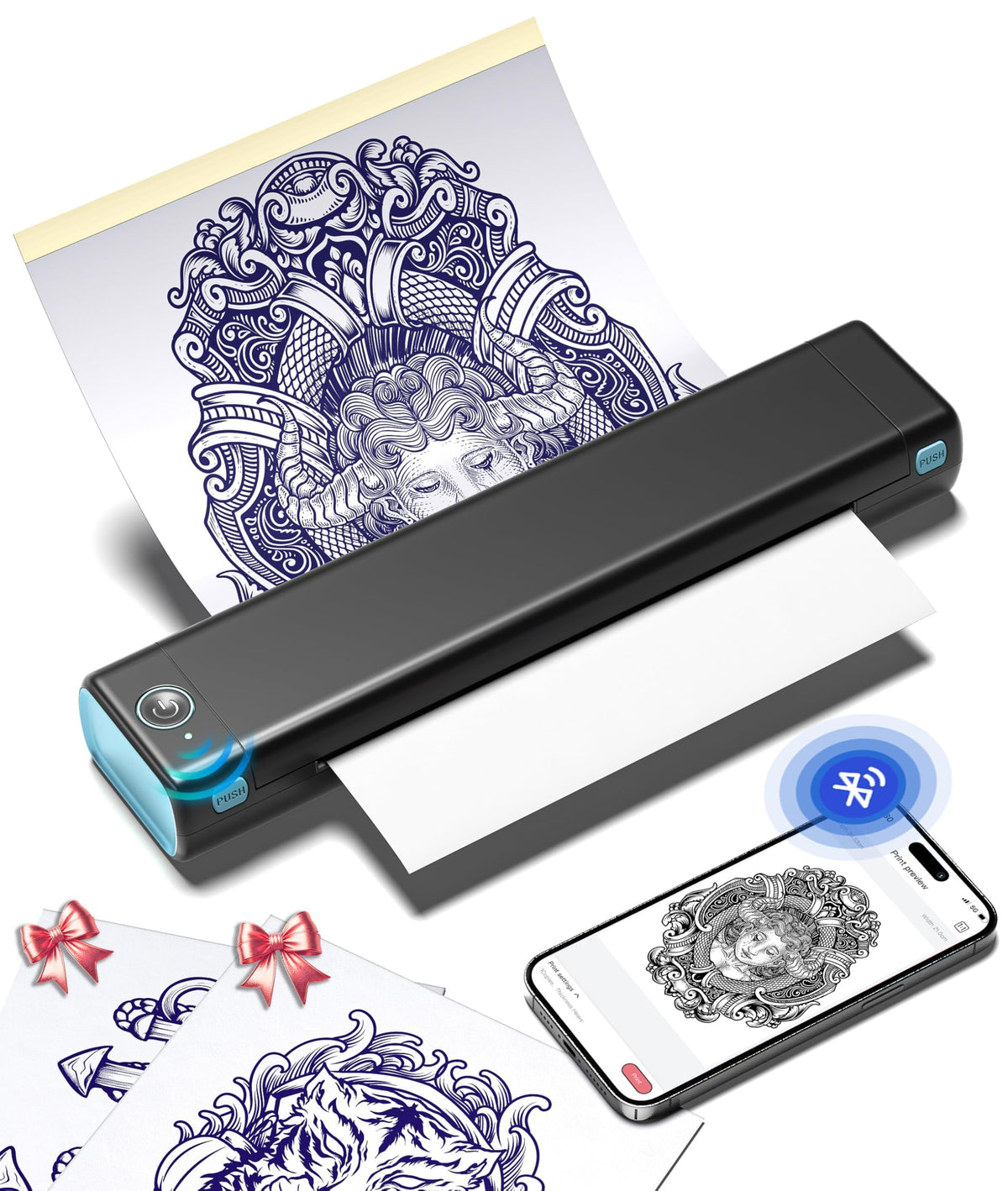 Phomemo M08F Tattoo Stencil Printer, Bluetooth, with 100Pcs Transfer Paper