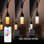 Enbrighten Modern Outdoor String Lights, 48ft, 24 Bulbs