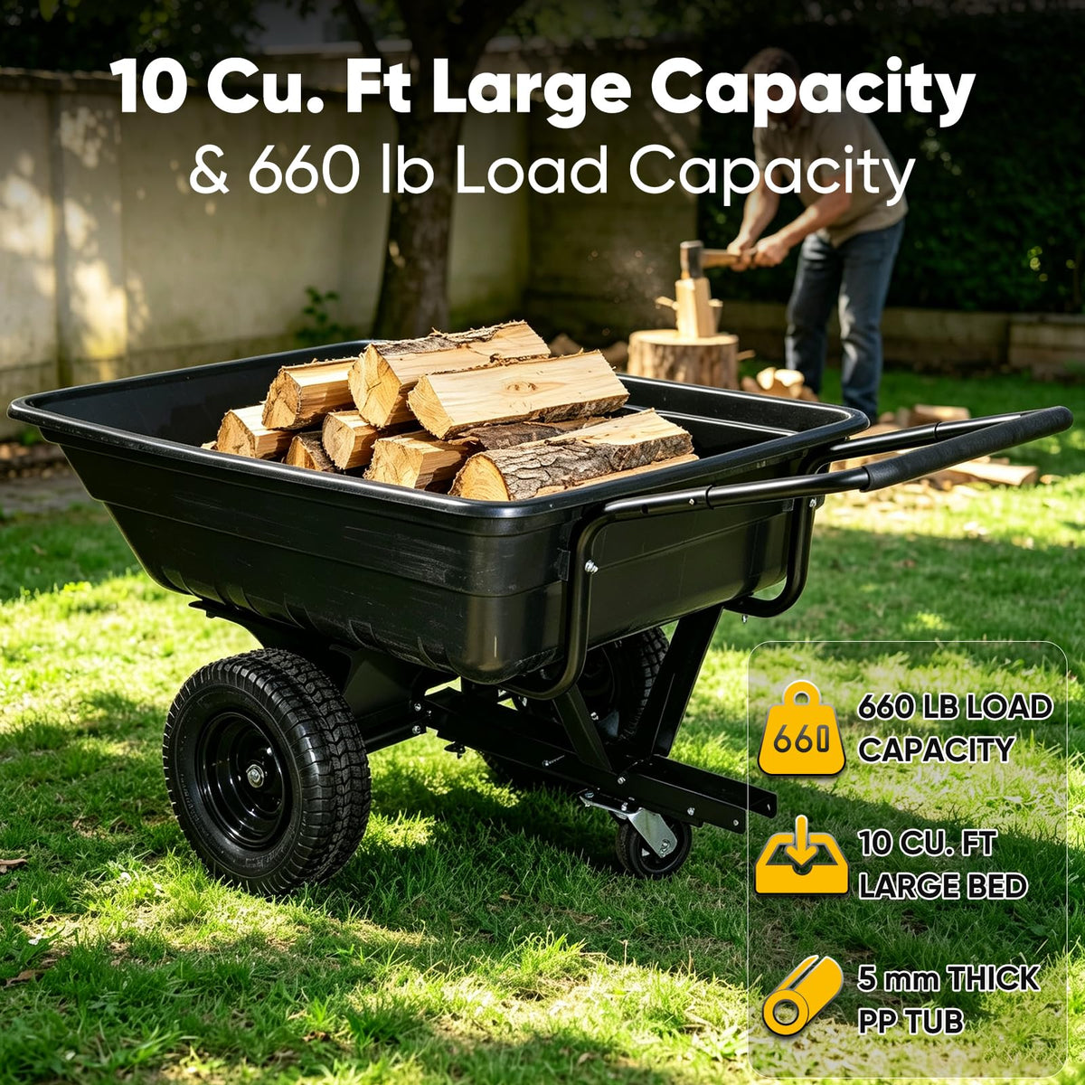 2-in-1 ATV/UTV Trailer Tow Behind Utility Dump Cart