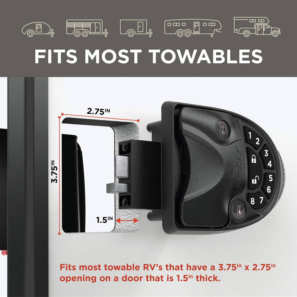 RVLock V4 Keyless RV Door Lock, Full Metal, for Campers/5th Wheels/Trailers