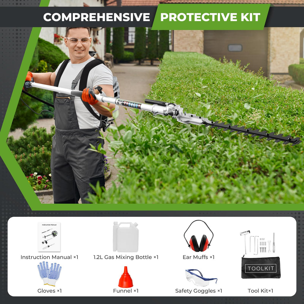52CC 6-in-1 Weed Wacker Gas Powered Backpack Weed Eater