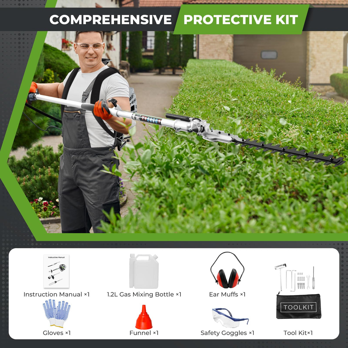 52CC 6-in-1 Weed Wacker Gas Powered Backpack Weed Eater