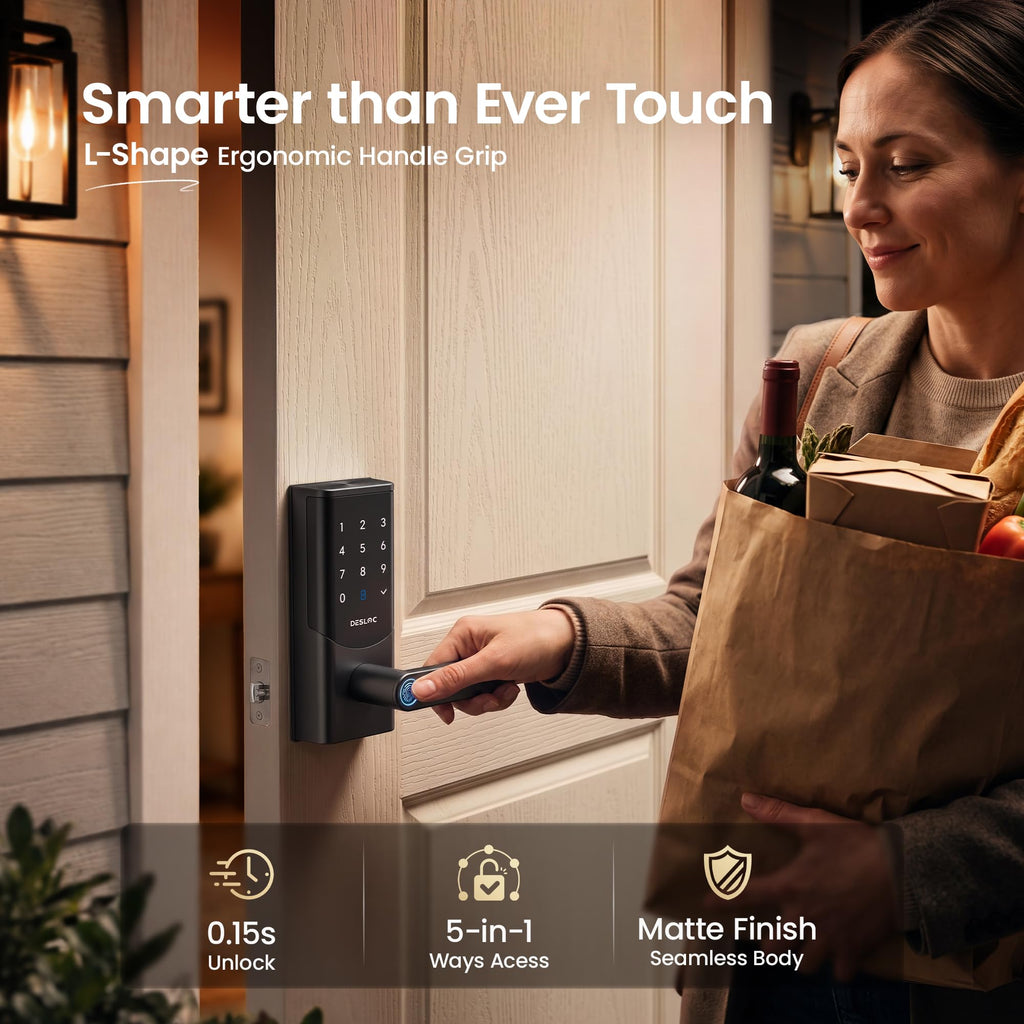 DESLOC K221 Fingerprint Smart Door Lock with Handle 16-Month Battery