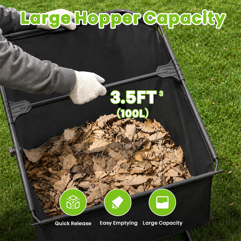 22-Inch Push Lawn Sweeper, Leaf & Grass Collector for Clippings, Wet Leaves