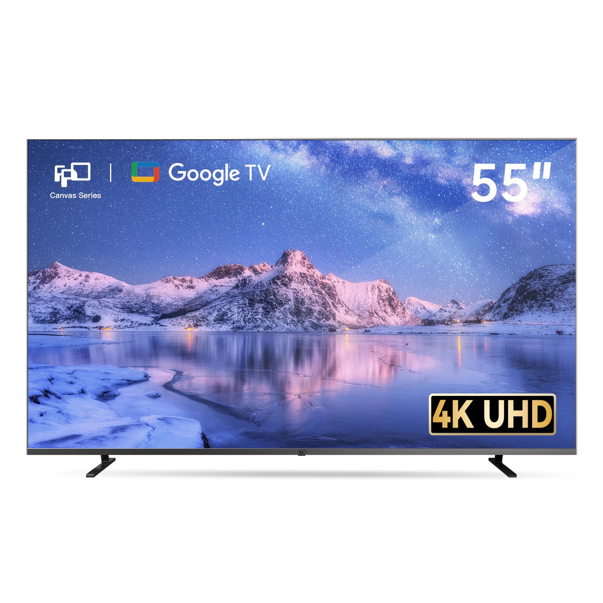 FPD 55-inch Smart TV Google TV 4K UHD with Google Play and Google Cast Built-in, HDR 10, Dolby Vision Dolby Atmos, MEMC, Voice Remote, Stream Live TV(Canvas-Series, CG55-C1, 2024 Model)
