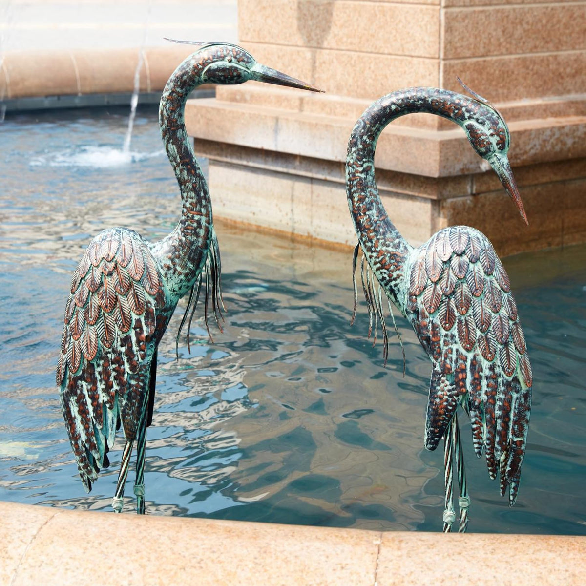 Garden Crane Statues Metal Heron Outdoor Statue 46 Inch
