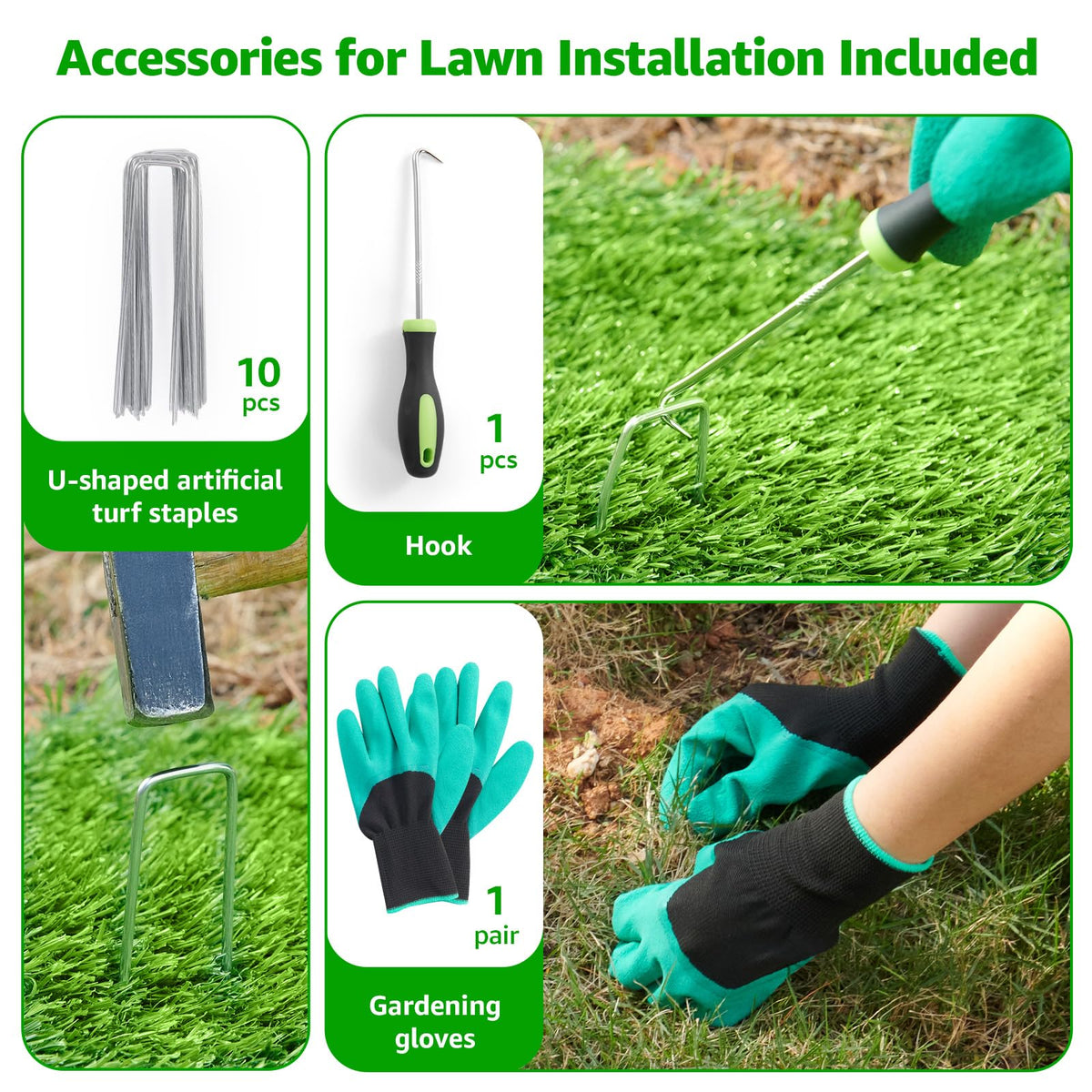 Artificial Turf Grass Outdoor 7x15FT, Fake Grass with Drainage Holes