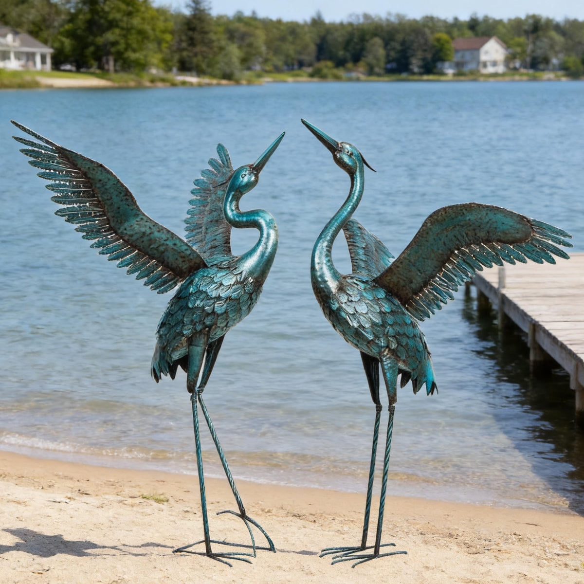 Garden Crane Statue Outdoor Large Metal Heron Yard Art Sculpture,46 inch
