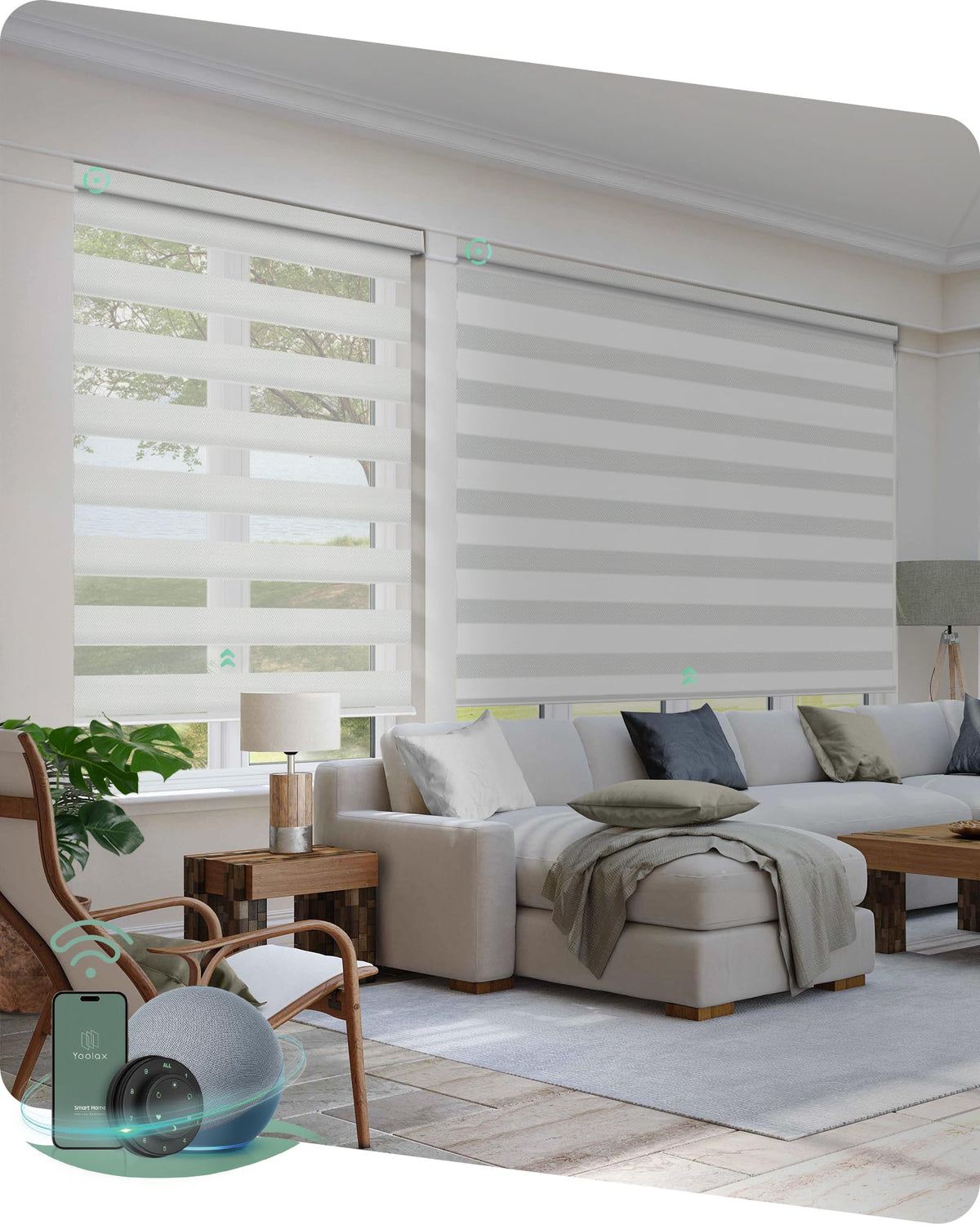 Yoolax Motorized Zebra Blinds with Remote, Room Darkening Smart Blinds
