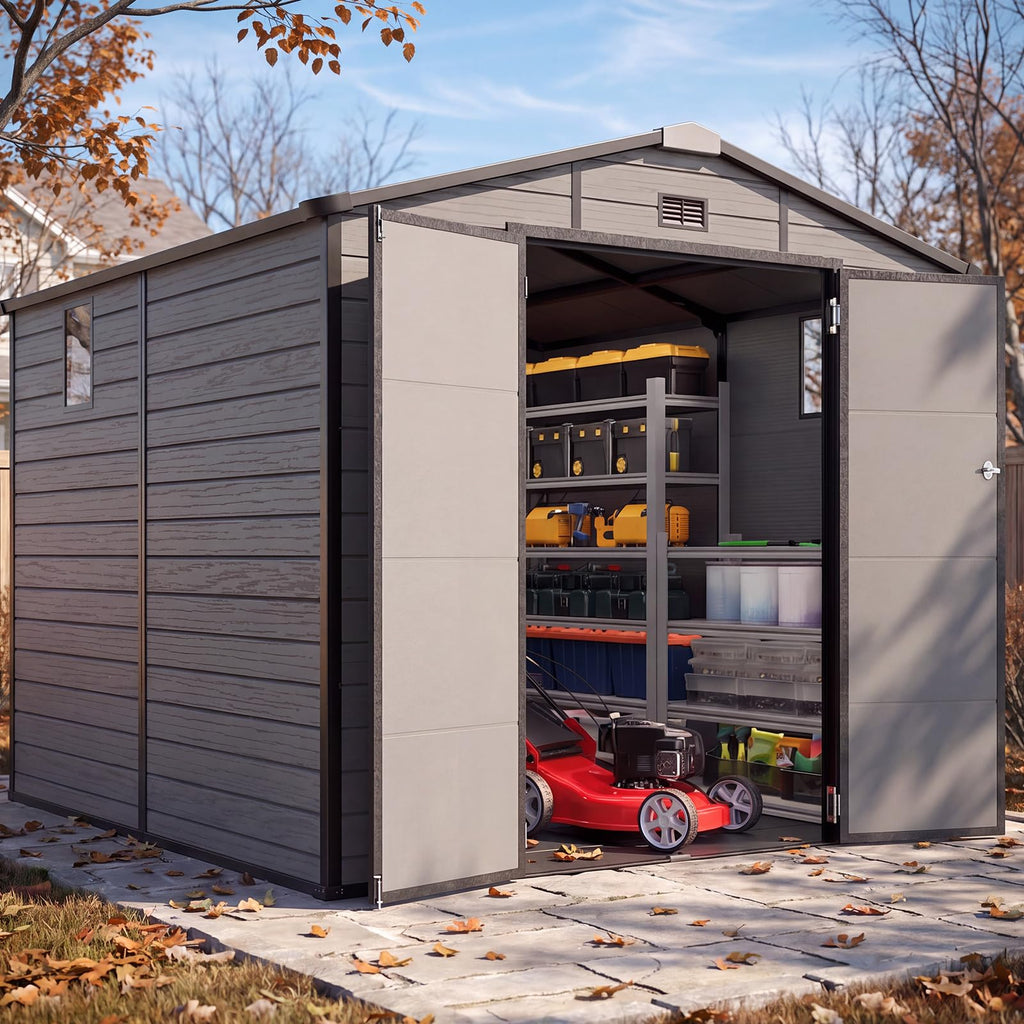 Quictent 6x4FT Resin Storage Shed with Floor, Plastic Shed(Base 5.6X3.7FT)