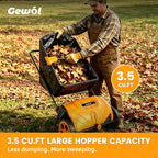 21 Inch Walk-Behind Lawn Sweeper, Push Yard Sweeper with 3.5 Bushel Collection Bag, Manual Leaf & Grass Collector for Lawn, Yard and Garden