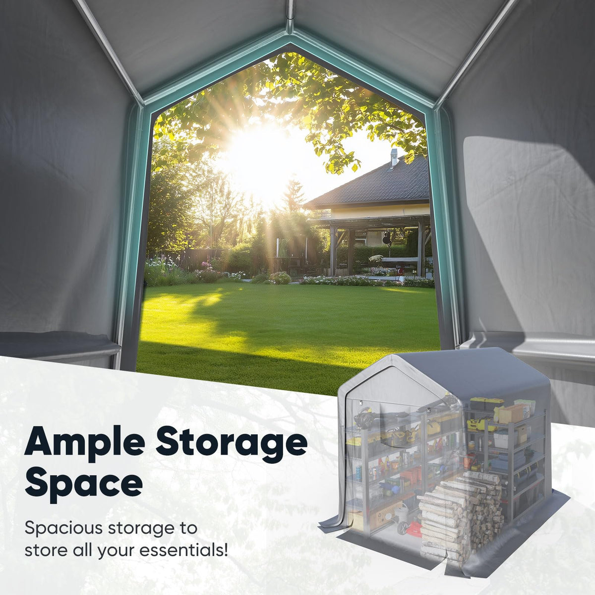 Quictent 6x8FT Small Storage Shelter Portable Shed With Roll-up Door&Vents