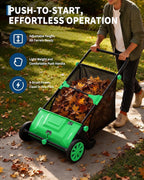 IDEALHOUSE Push Lawn Sweeper 26 Inch with Large 7 cu.ft. Hopper Bag
